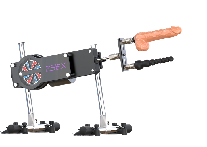 Sexmaschine mit Dildo-Aufsatz