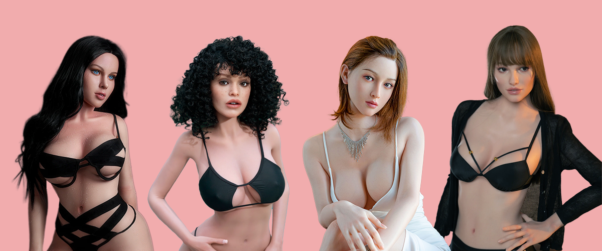 Vier Sexpuppen, unterschiedliche Posen.