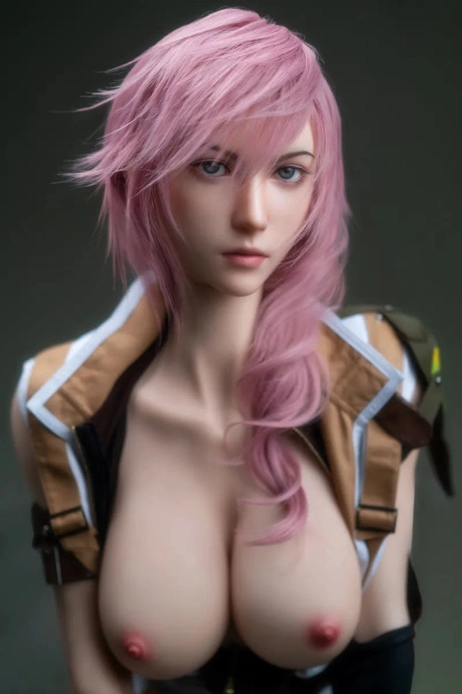 Realistische Sexpuppe mit rosa Haaren