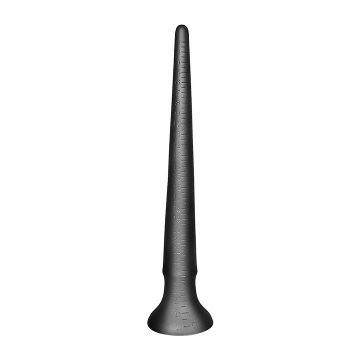 Schwarzer, konischer Dildo mit Skala
