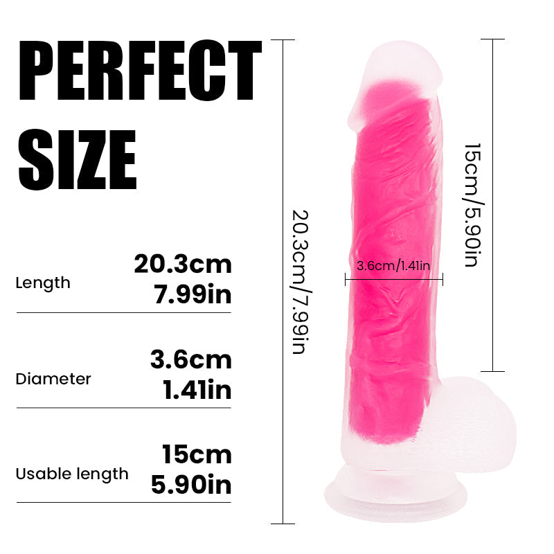Dildo mit Größenangaben und Saugnapf