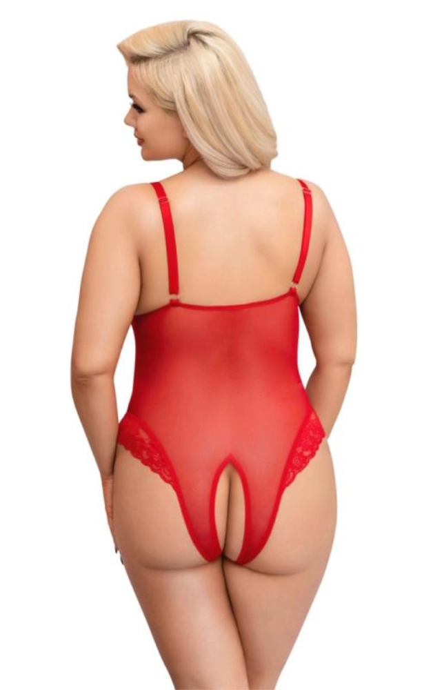 Bodysuit mit offenem Schritt - Rot