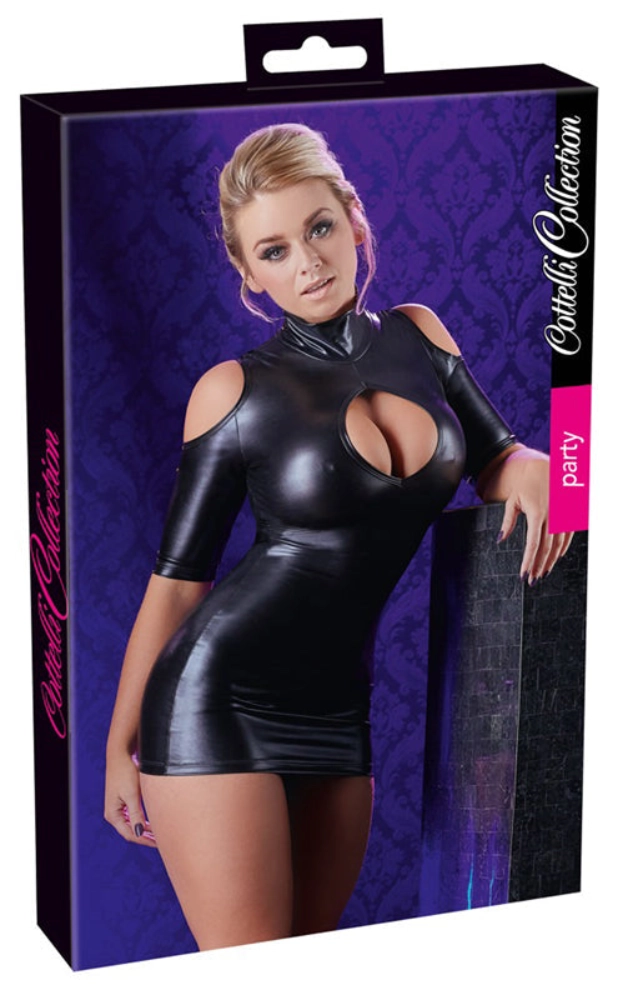 Wetlook-Minikleid schulterfrei