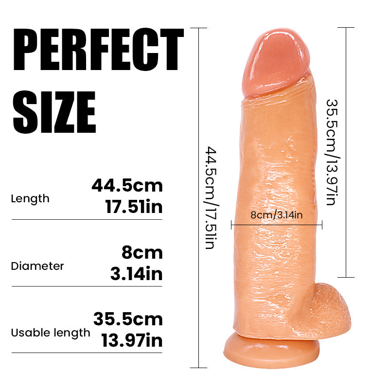 Dildo mit Größenangaben, hautfarben