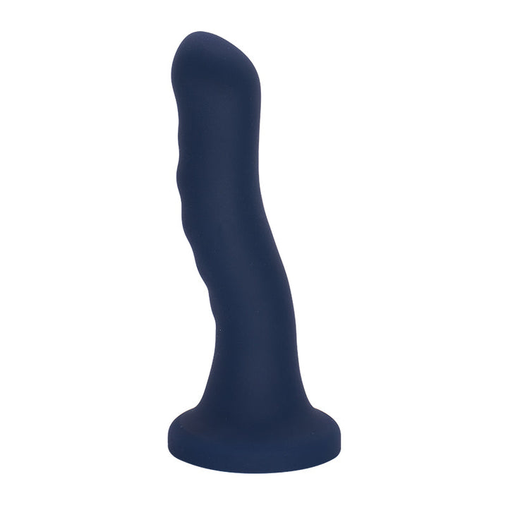 Blauer Silikon-Dildo mit Wellen