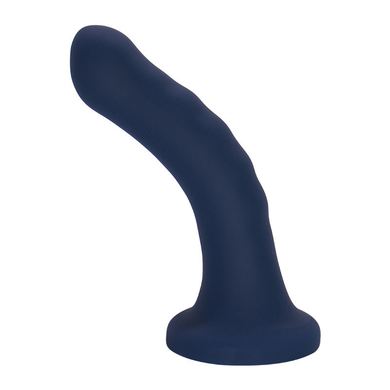 Dunkelblauer Silikon-Dildo mit Wellen