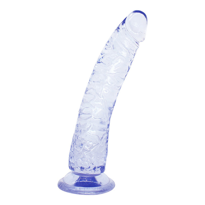 Klarer, gebogener Dildo mit Saugnapf