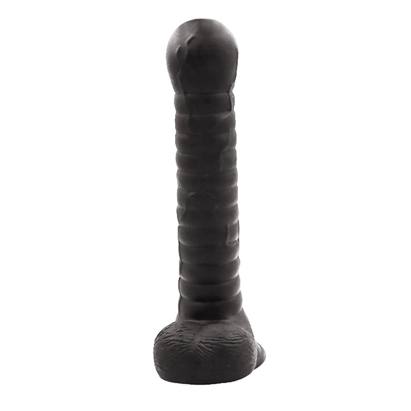 Schwarzer Dildo, gerippt, realistisch