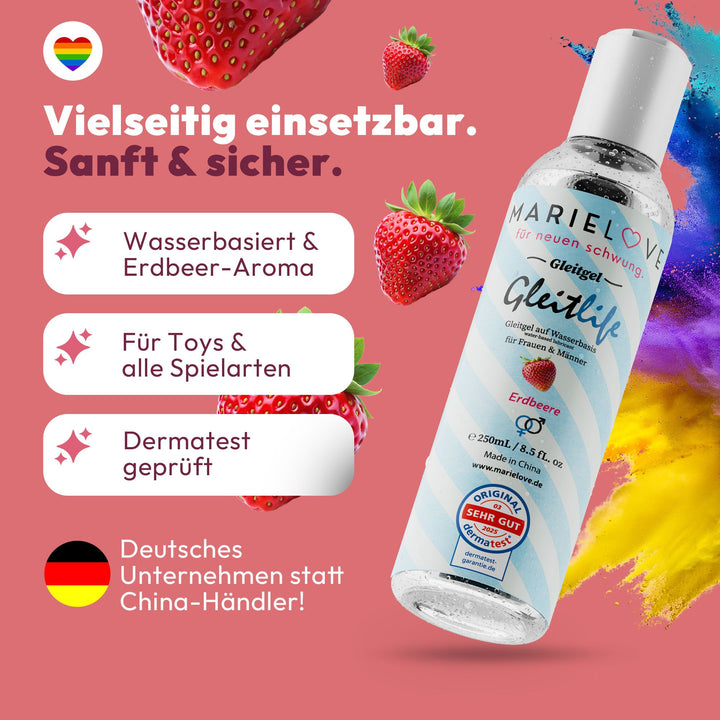 Gleitgel Wasserbasiert 250ml Silikon Sexspielzeug Erdbeer Geschmack essbar
