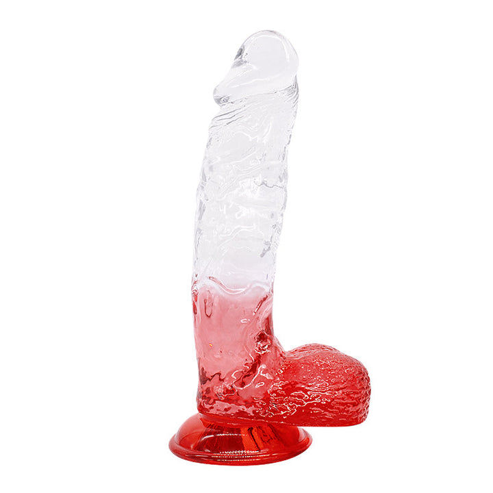 Dildo aus phthalatfreiem PVC, Größe L (24 cm Gesamtlänge, 5,3 cm Durchmesser) – realistischer Dildo in Gelb, Rot, Lila & Blau, wasserdicht, körperfreundliches Material, hautfreundlich