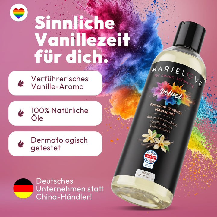 Marielove Velvet Premium Massageöl mit Vanille-Aroma, 200 ml