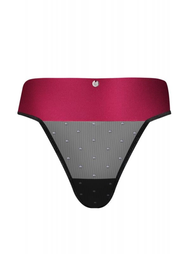 Tanga mit sexy Schleife - Schwarz/Rot