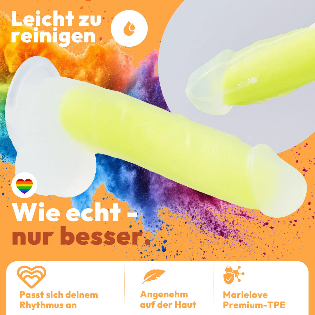 marielove Saugnapfdildo 20cm Dildo der im Dunklen leuchtet