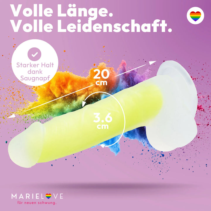 marielove Saugnapfdildo 20cm Dildo der im Dunklen leuchtet