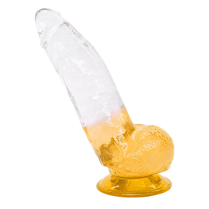 Dildo aus PVC, Größe M (21 cm Gesamtlänge, 5 cm Durchmesser) – realistischer Dildo in Gelb, Rot, Lila & Blau, wasserdicht, körperfreundliches Material, hautfreundlich