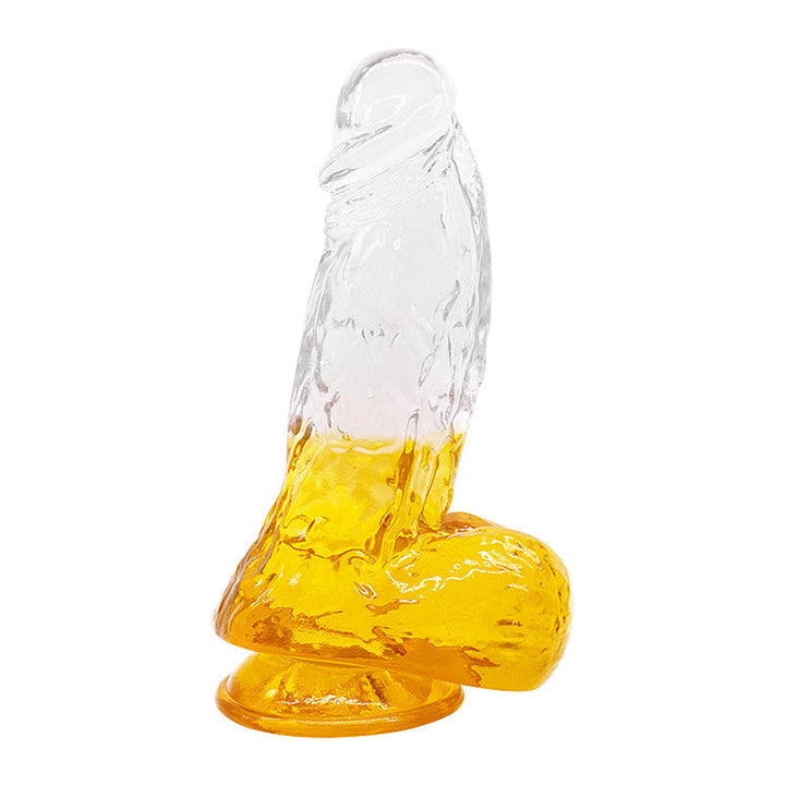 Dildo aus phthalatfreiem PVC, Größe L (21,5 cm Gesamtlänge, 6 cm Durchmesser) – realistischer Dildo in Gelb, Rot, Lila & Blau, wasserdicht, körperfreundliches Material, hautfreundlich