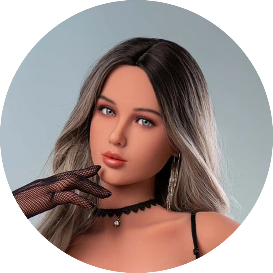 Realistische Sexpuppe mit schwarzen Handschuhen