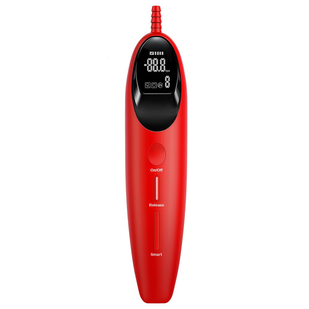 Rotes elektronisches Gerät mit Display