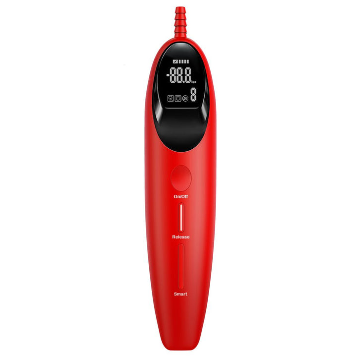 Rotes elektronisches Gerät mit Display