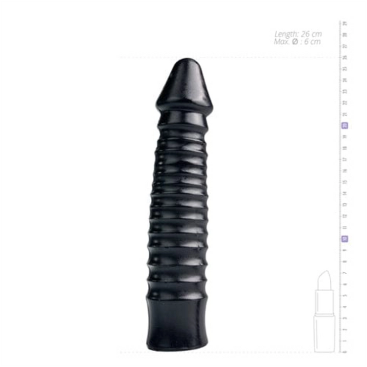 All Black XXL Dildos Default All Black Riesendildo Großer Dildo mit geriffeltem Schaft in Schwarz diskret bestellen bei marielove