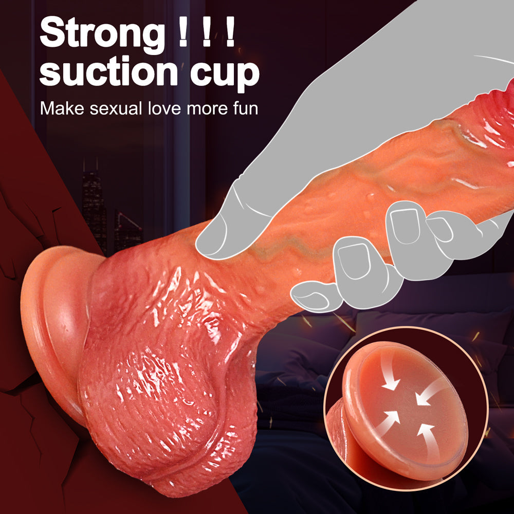 Hand hält realistischen Dildo