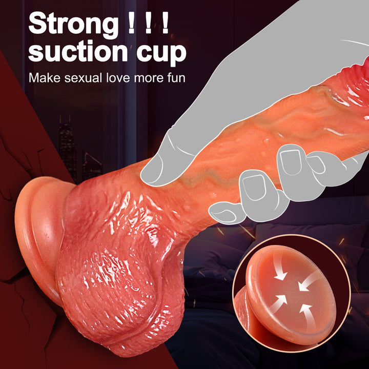 Hand hält realistischen Dildo
