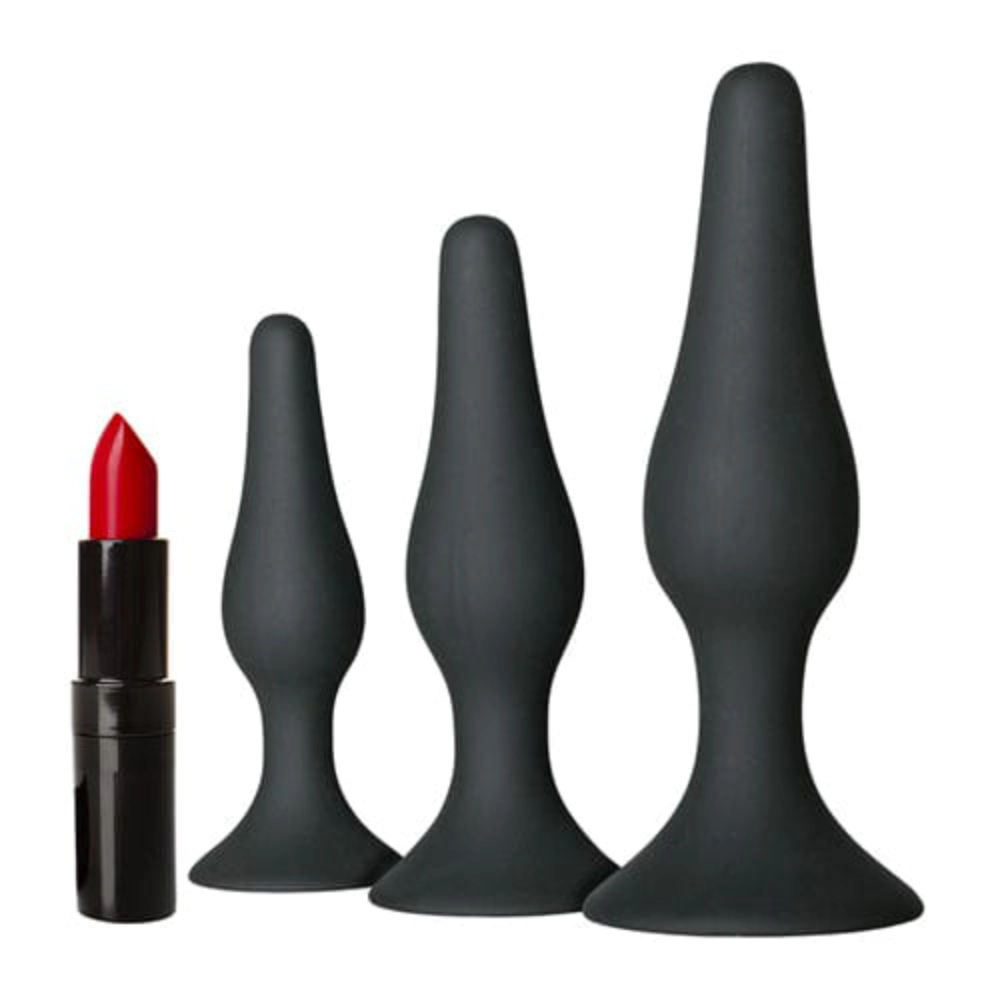 Easytoys Analplugs Easytoys Analplug Set für Anales Training, mit Standfuß, Schwarze Buttplugs, Analstöpsel diskret bestellen bei marielove