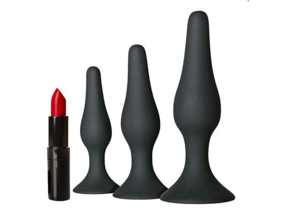 Easytoys Analplugs Easytoys Analplug Set für Anales Training, mit Standfuß, Schwarze Buttplugs, Analstöpsel diskret bestellen bei marielove