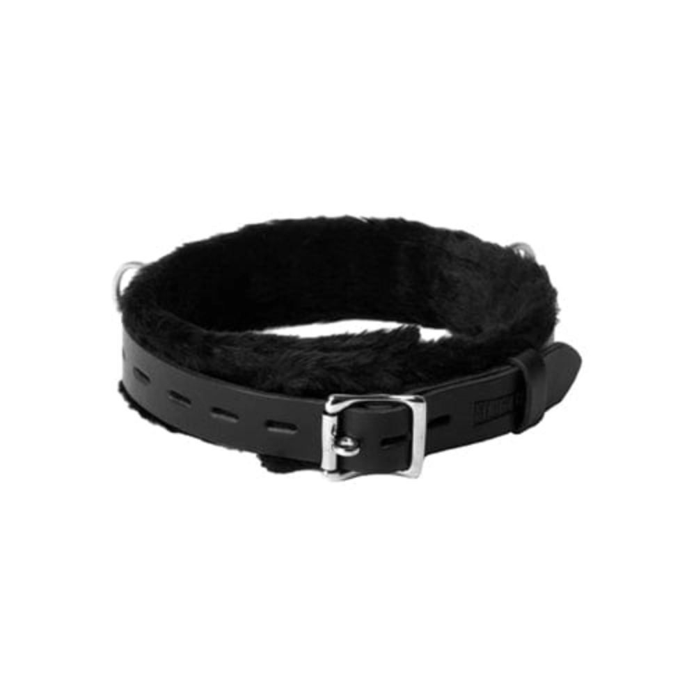 Strict Leather Halsbänder Default Strict Leather BDSM Halsband Enger und schmaler Verriegelungskragen aus Leder mit Pelzfutter diskret bestellen bei marielove