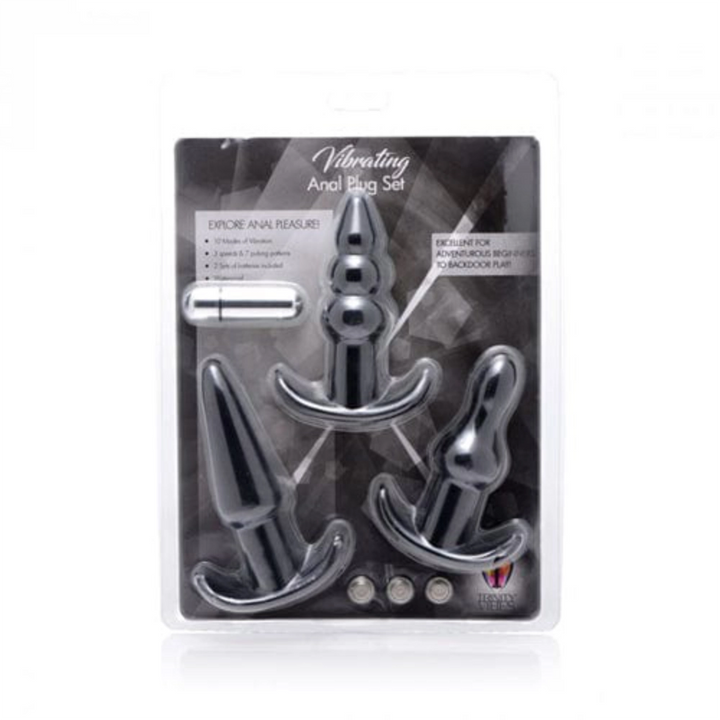 Trinity Vibes Analplugs Default Trinity Vibes Analplug 3-teiliges vibrierendes Analplug-Set - Schwarz diskret bestellen bei marielove